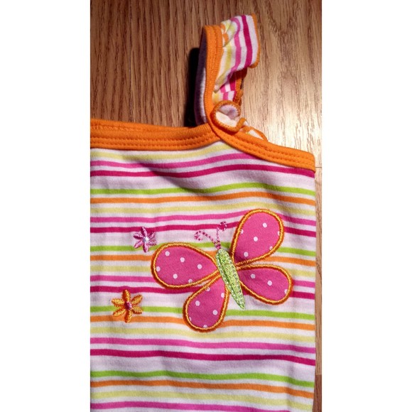 Girl's Size 6-9 M Months 2 Pc Orange Butterfly Tank Top & Pink Capri Pants - Picture 4 of 5